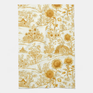 Sonnenblumen-Landschaft Vintage Gelb Toile (1) Geschirrtuch