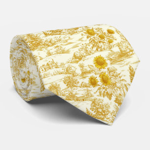 Sonnenblumen-Landschaft Vintage-Gelb Toile (2) Krawatte