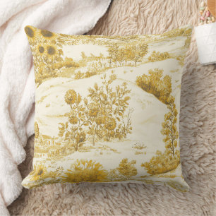 Sonnenblumen-Landschaft Vintage Gelb Toile (5) Kissen