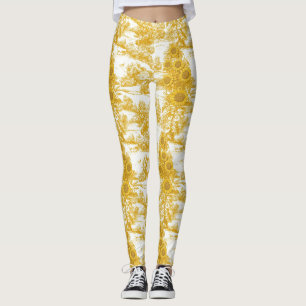Sonnenblumen-Landschaft Vintage Gelb Toile (7) Leggings