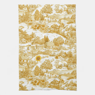 Sonnenblumen-Landschaft Vintage Gelb Toile (8) Geschirrtuch