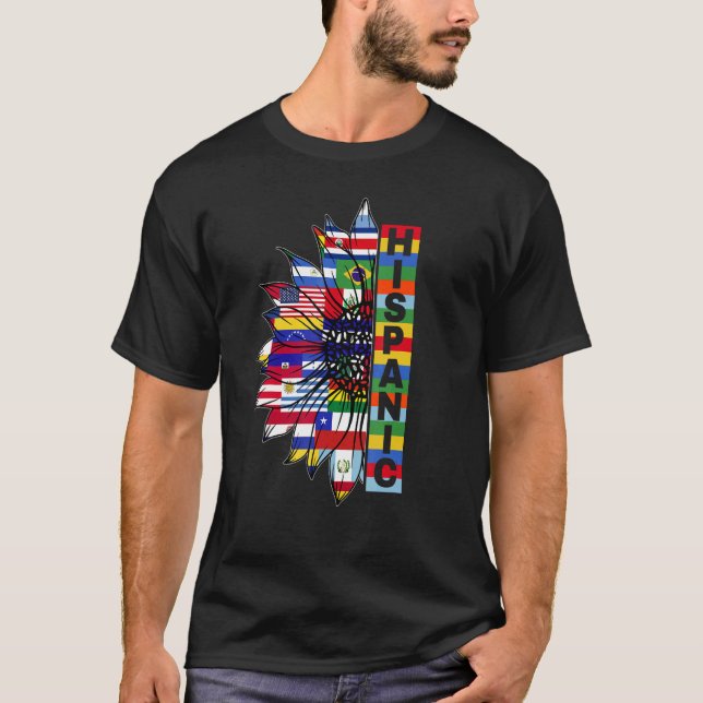 Sonnenblumen Latino Länder Flaggen T-Shirt (Vorderseite)