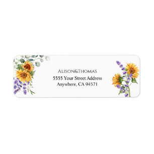 Sonnenblumen-Lavendel-Hochzeit-Rücksendeadresse