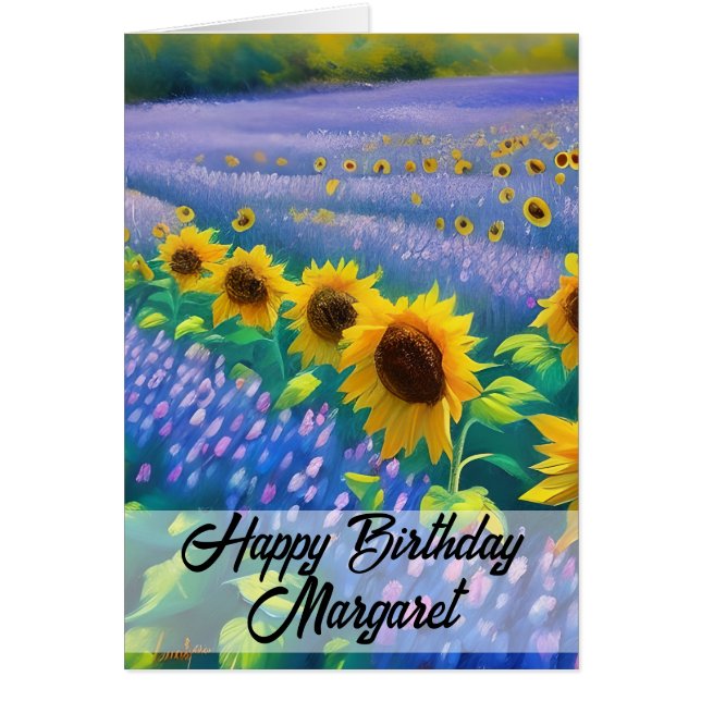 Sonnenblumen & Lavender Happy Birthday Card (Vorne)