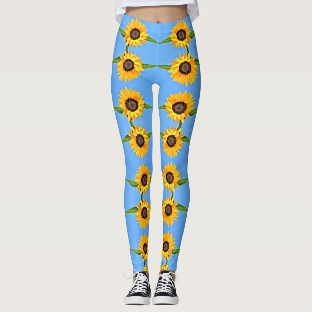 Sonnenblumen Leggings Blue Sky (Vorderseite)