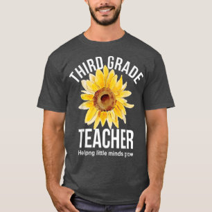 Sonnenblumen-Lehrer der dritten Klasse helfen klei T-Shirt