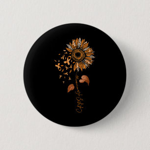 Sonnenblumen Leopard CRPS Awareness Orange Ribbon Button