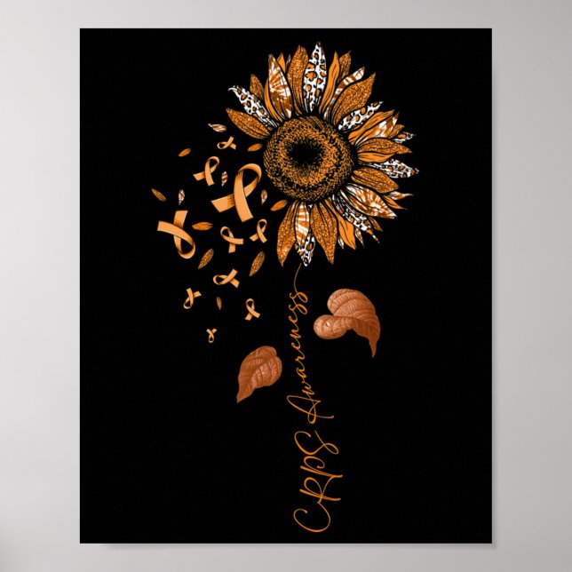 Sonnenblumen Leopard Crps Awareness Orange Ribbon Poster (Vorne)