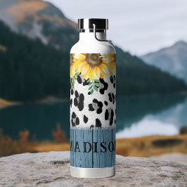 Sonnenblumen Leopard Print Rustic Chic Name Trinkflasche