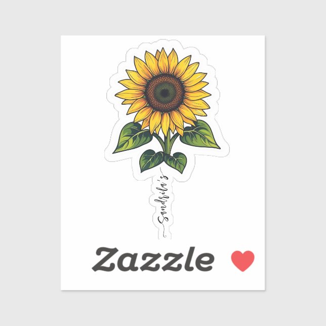 Sonnenblumen-Leoparden-Handschrift-Name-Aufkleber Aufkleber (Blatt)