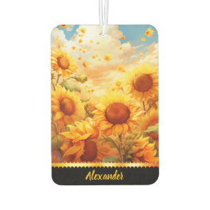 Sonnenblumen leuchten unter einer goldenen Dämmeru Autolufterfrischer