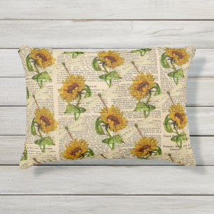 Sonnenblumen Libellen Alte Zeitung Landhausstil Kissen Für Draußen
