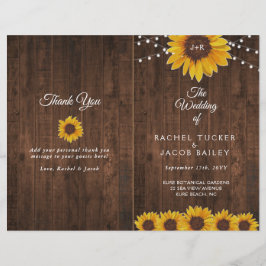 Sonnenblumen Lichter Rustikales Hochzeitsprogramm
