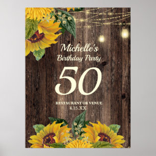 Sonnenblumen Lichterkette 50. Geburtstag jedes Alt Poster