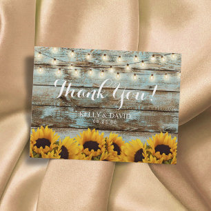 Sonnenblumen Lichterkette Vintage Hochzeit Danke Postkarte