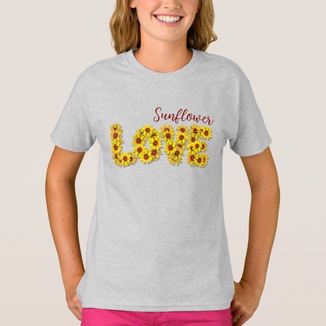 Sonnenblumen-Liebe-Kindertop T-Shirt (Vorderseite)