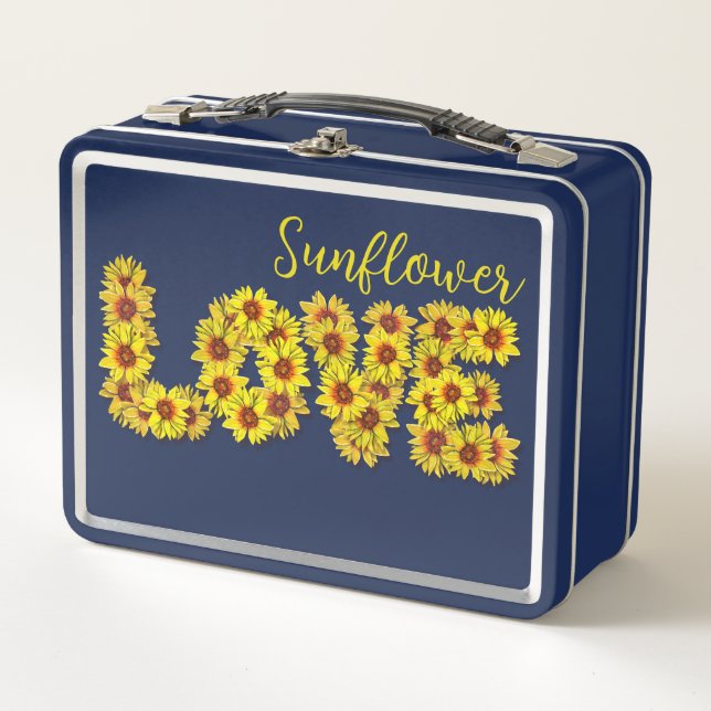 Sonnenblumen-Liebe-Lunchbox Metall Brotdose (Vorderseite)