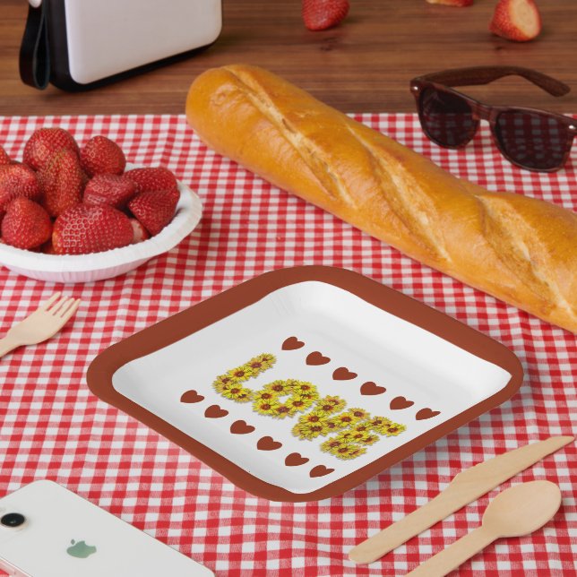Sonnenblumen-Liebe-Papierteller Pappteller (Picknick)