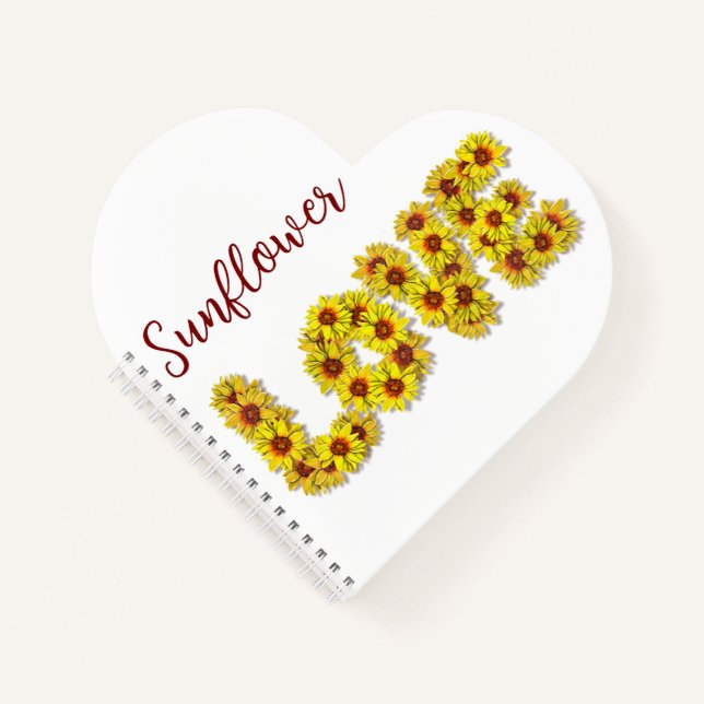 Sonnenblumen-Liebe-Spiralblock Notizbuch (Vorderseite)