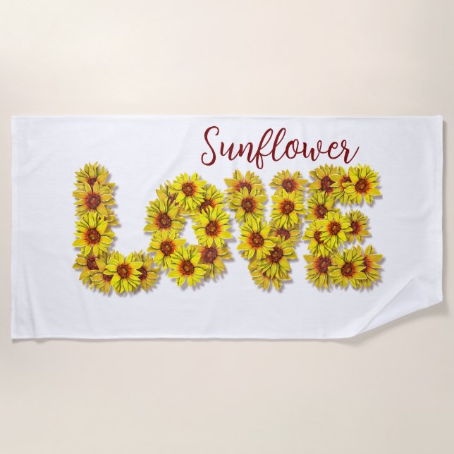 Sonnenblumen-Liebe-Strandtuch Strandtuch (Vorderseite)