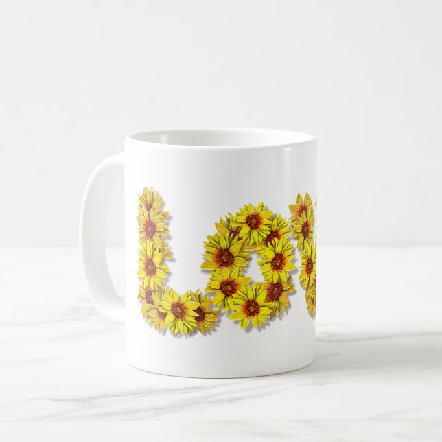 Sonnenblumen-Liebe-Tasse Kaffeetasse (Vorderseite Links)