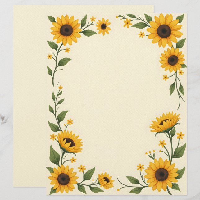 Sonnenblumen-Liebes-Schreibwarenpapier Briefbogen (Vorne/Hinten)