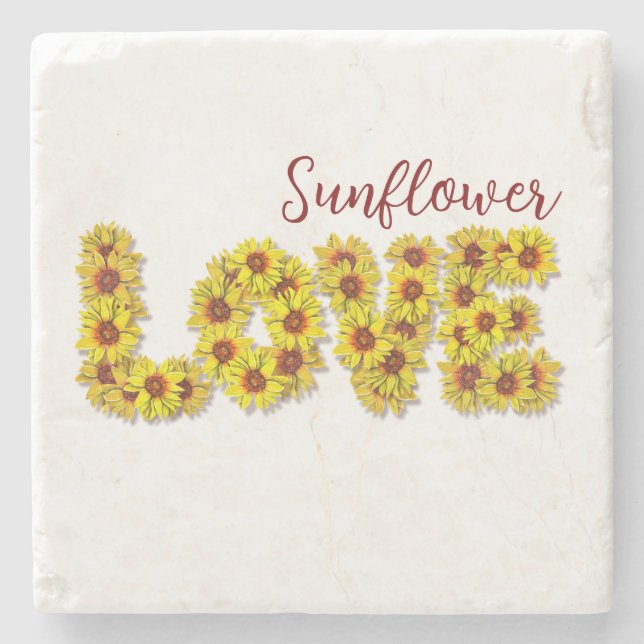 Sonnenblumen-Liebes-Steinuntersetzer Steinuntersetzer (Vorderseite)