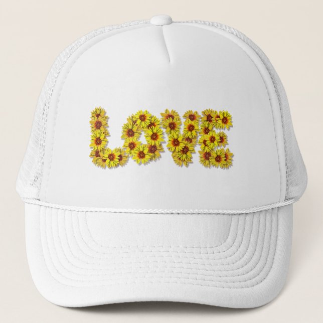 Sonnenblumen-Liebeshut Truckerkappe (Vorderseite)