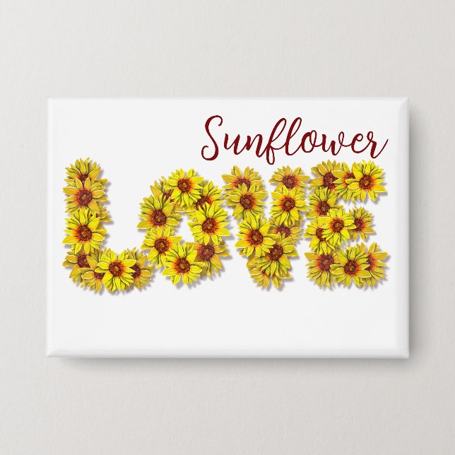 Sonnenblumen-Liebesknopf Button (Vorderseite)