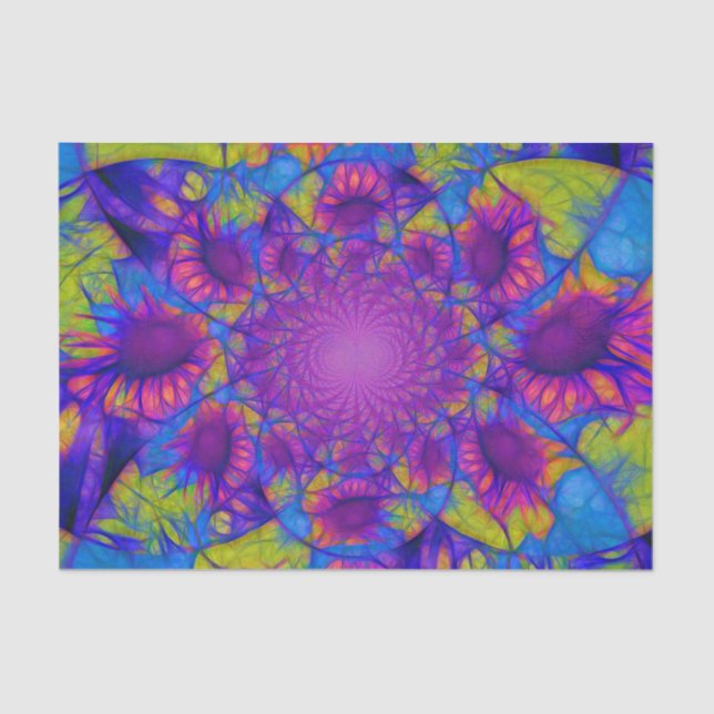 Sonnenblumen Lila, gelbes Abstraktes Deko Seidenpapier (Vorderseite)