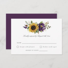 Sonnenblumen Lila Violett-Blume Hochzeit RSVP Einladung