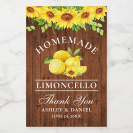 Sonnenblumen Limoncello Holz Mini Flaschen Labels Weinetikett