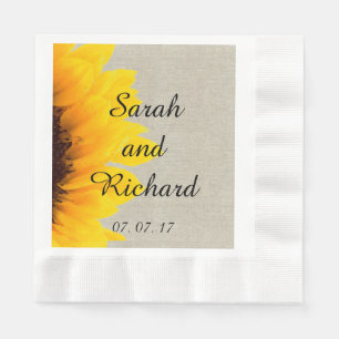 Sonnenblumen Linen Rustikales Hochzeitspapier Napk Serviette