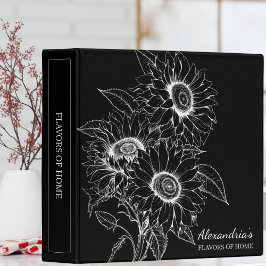 Sonnenblumen-Linie Illustration Monogramm Rezept 3,8 Cm Ordner