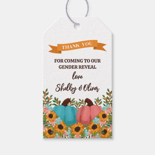 Sonnenblumen Little Pumpkin Gender Offenbarung Dan Geschenkanhänger (Vorderseite)