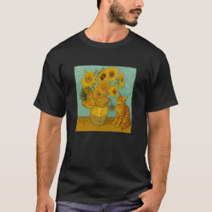 Sonnenblumen Lustige Berühmte Künstler Malerei Kat T-Shirt