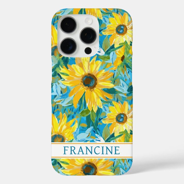 Sonnenblumen-Malerei Monogramm Case-Mate iPhone Hülle (Rückseite)