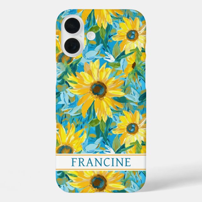 Sonnenblumen-Malerei monogrammiert Case-Mate iPhone Hülle (Rückseite)