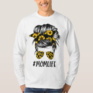 Sonnenblumen Mama Leben Mama Skull Bun Haare Sonne T-Shirt
