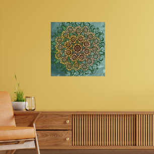 Sonnenblumen Mandala Nature Lover Sonnenblumen Blu Poster