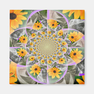 Sonnenblumen-Mandala-Quadrat-Magnet Magnet