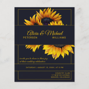 Sonnenblumen marine-goldene moderne Hochzeitseinla