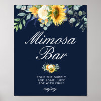 Sonnenblumen Marineblau Brautparty Mimosa Bar