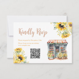 Sonnenblumen Market Brautparty QR Rsvp Card Dankeskarte