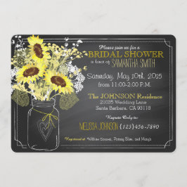 Sonnenblumen Mason Jar Chalkboard Brautparty Einladung