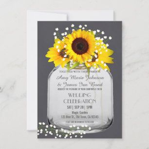 Sonnenblumen Mason jar Chalkboard Hochzeit im Herb Einladung