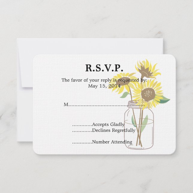 Sonnenblumen Mason Jar Wedding RSVP (Vorderseite)