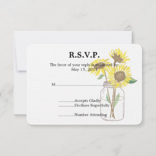 Sonnenblumen Mason Jar Wedding RSVP Karte