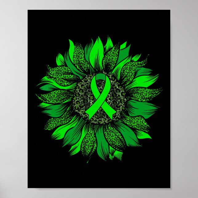 Sonnenblumen Mental Health Awareness Green Ribbon  Poster (Vorne)