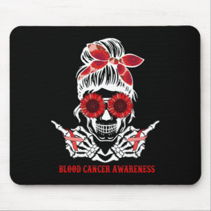 Sonnenblumen Messy Bun Skull Red Ribbon Blutkrebs Mousepad